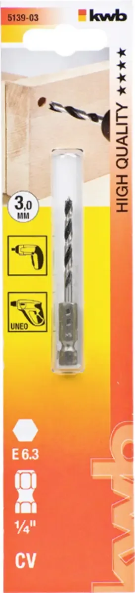 kwb 513903 Foret pour le bois 1 pièce 3 mm Longueur totale 40 mm 1 pc(s) de KWB – image du produit 2 sur 2