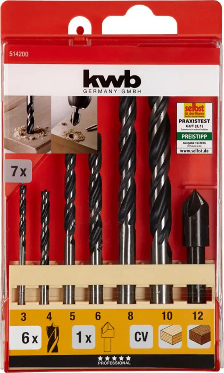 kwb 514200 Holz-Spiralbohrer-Set 3 mm, 4 mm, 5 mm, 6 mm, 8 mm, 10 mm 7 St. de KWB – image du produit 3 sur 3