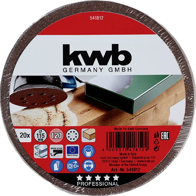 kwb 541812 Schleifscheibe Durchmesser 115 mm Körnung (num)=120 20 St. by KWB – product image 3 of 3