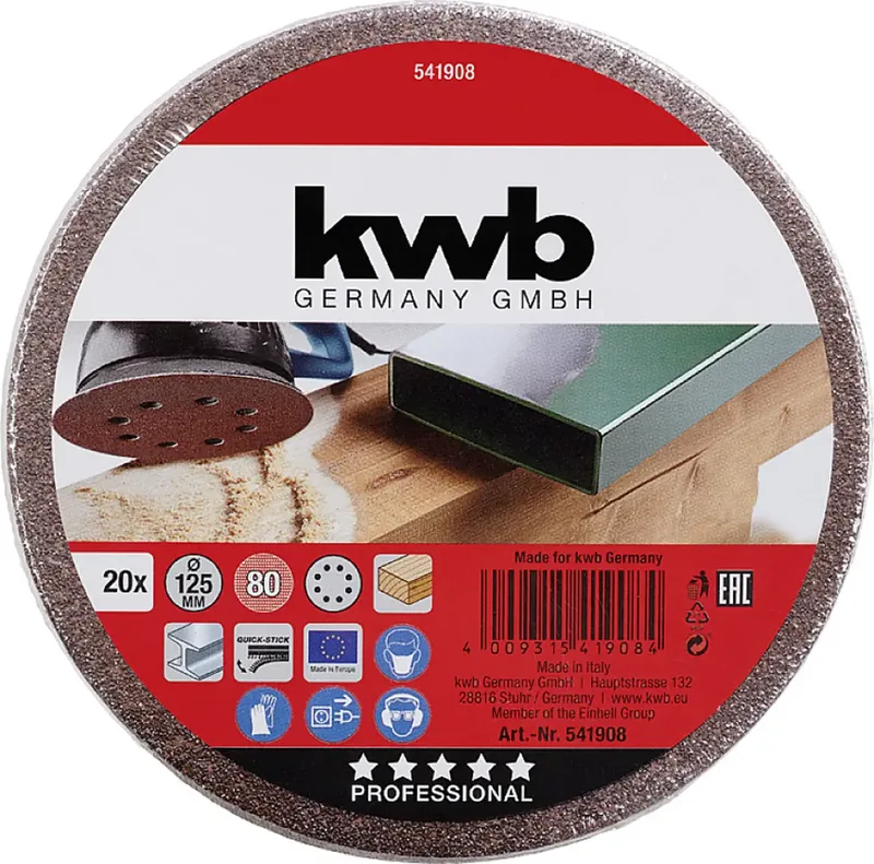 kwb 541908 Schleifscheibe Durchmesser 125 mm Körnung (num)=80 20 St. by KWB – product image 3 of 3