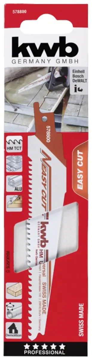 kwb 578800 Säbelsägeblatt mit Easy-Cut Schaft, verwendbar für alle Bau-Materialien Sägeblatt-Länge 150 mm 1 St. von KWB – Produktbild 3 von 3