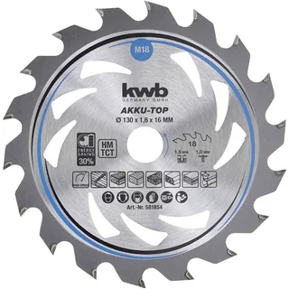 kwb 581854 Lame de scie circulaire au carbure 130 x 16 x 1.0 mm Nombre de dents: 18 1 pc(s) de KWB – image du produit 1 sur 2