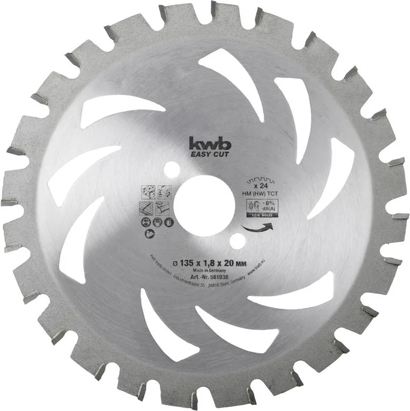 kwb 581938 Lame de scie circulaire au carbure 135 x 20 x 1.2 mm Nombre de dents: 24 1 pc(s) de KWB – image du produit 1 sur 2