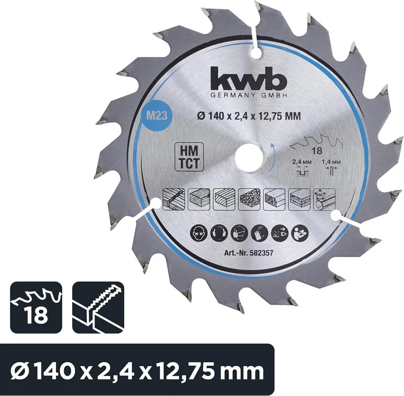 kwb 582357 Hardmetaal-cirkelzaagblad 140 x 12.75 mm 1 stuk(s) de KWB – image du produit 2 sur 2