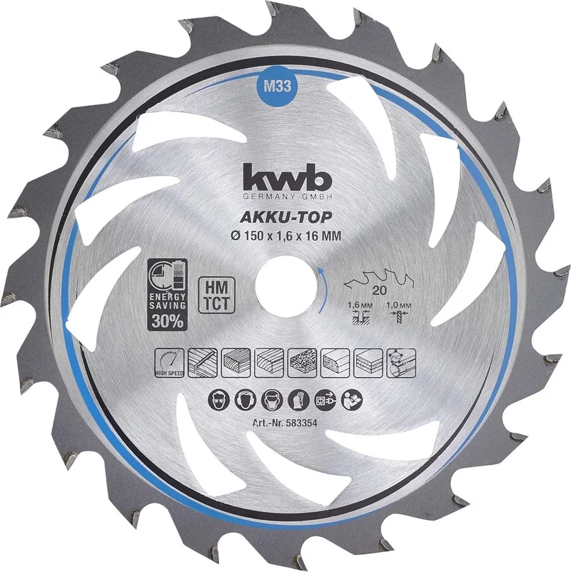 kwb 583354 Lame de scie circulaire au carbure 150 x 16 x 1.0 mm Nombre de dents: 20 1 pc(s) de KWB – image du produit 1 sur 2