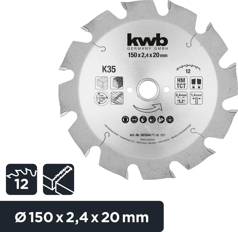 kwb - 583544 Cirkelzaagblad 150 x 20 mm - 1 stuk de KWB – image du produit 1 sur 2