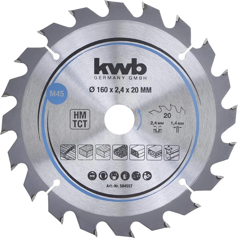 kwb 584557 Hardmetaal-cirkelzaagblad 160 x 20 mm 1 stuk(s) van KWB – productafbeelding 1 van 2