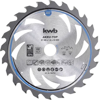 kwb 584754 Hartmetall Kreissägeblatt 165 x 20 x 1 mm Zähneanzahl: 24 1 St. von KWB – Produktbild 1 von 2
