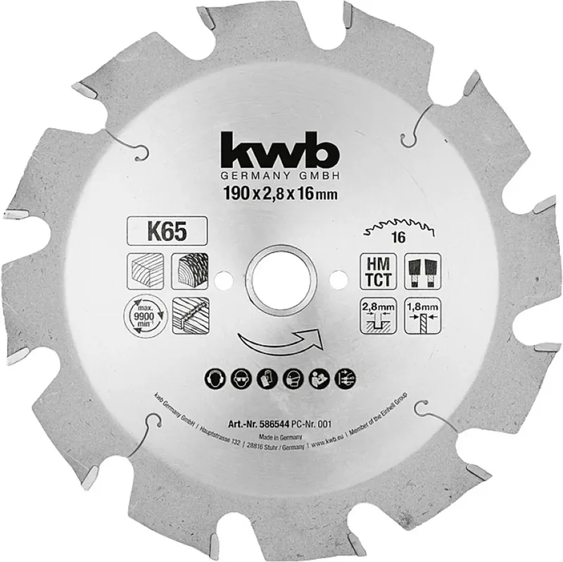 kwb 586544 Kreissägeblatt 190 x 16 mm 1 St. von KWB – Produktbild 1 von 2