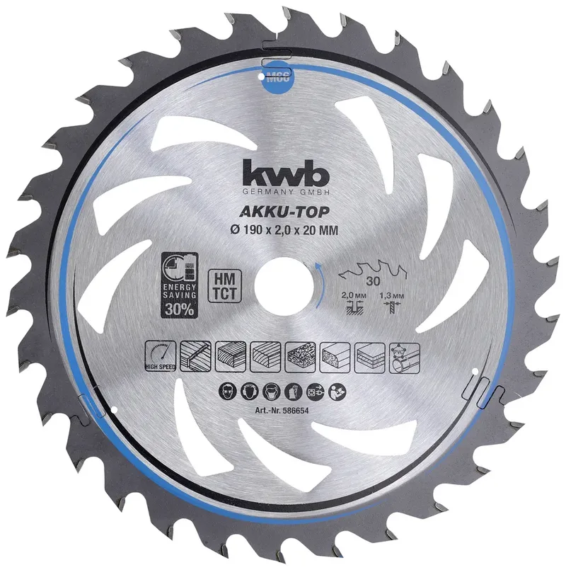 kwb 586654 Lame de scie circulaire au carbure 190 x 20 x 1.3 mm Nombre de dents: 30 1 pc(s) de KWB – image du produit 1 sur 2