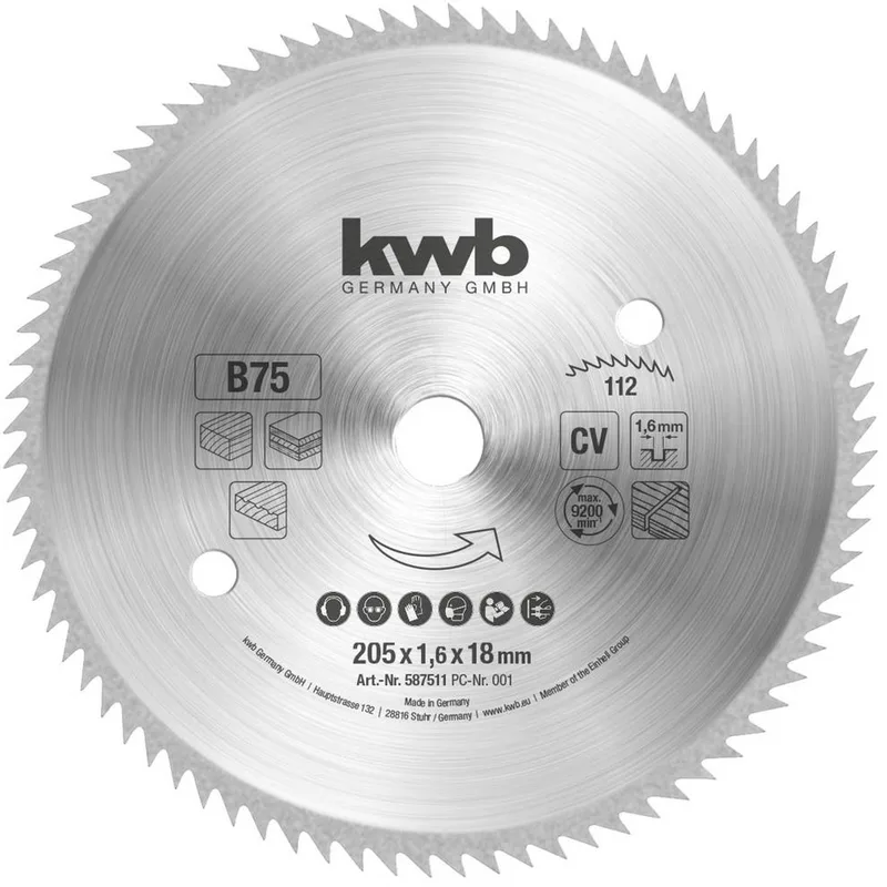 kwb 587511 Cirkelzaagblad 205 x 18 mm 1 stuk(s) de KWB – image du produit