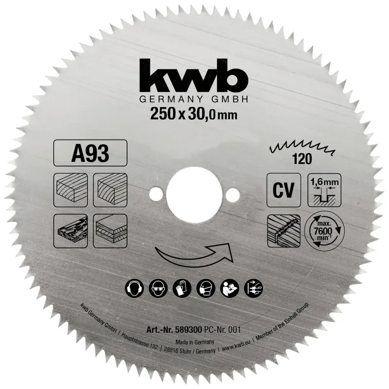 kwb 589300 Kreissägeblatt 250 x 30 mm 1 St. von KWB – Produktbild 1 von 2