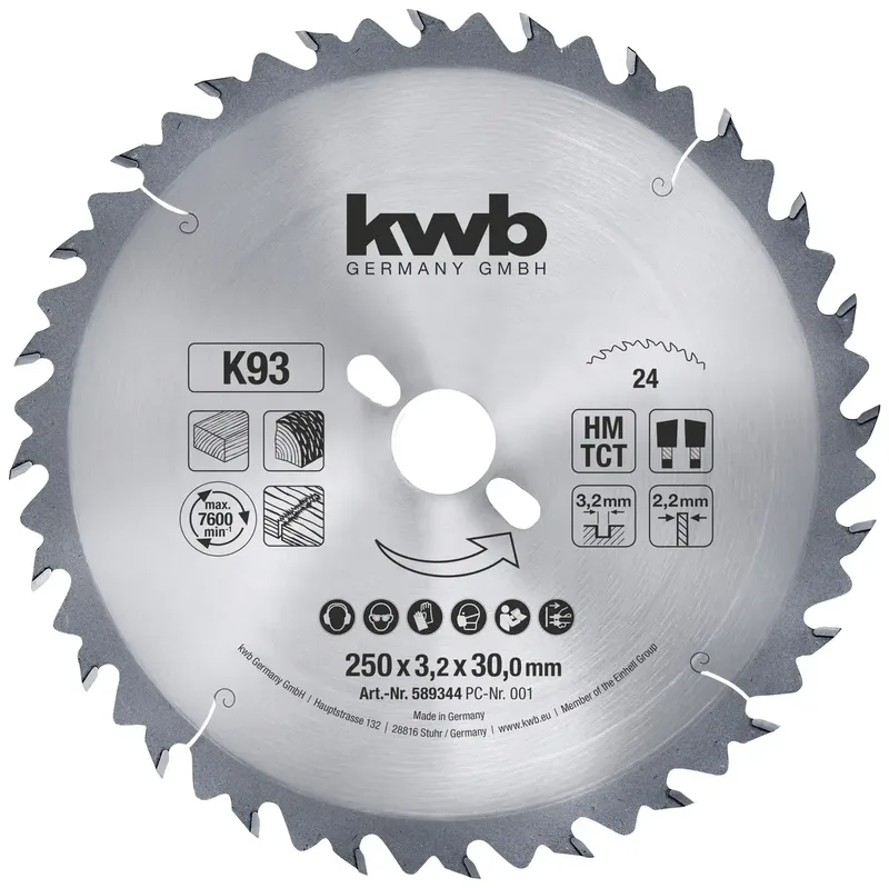 kwb 589344 Kreissägeblatt 250 x 30 mm 1 St. von KWB – Produktbild 1 von 2