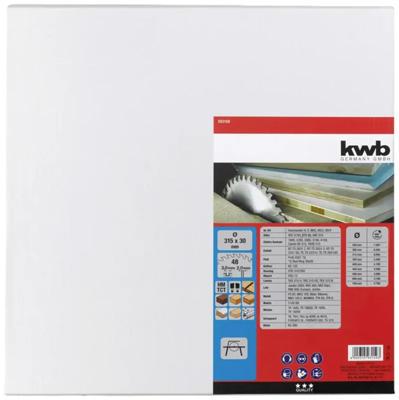 kwb 593159 Cirkelzaagblad 315 x 30 mm 1 stuk(s) de KWB – image du produit 3 sur 3