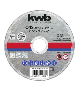kwb 711812 Trennscheibe gerade 125 mm 1 St. Stahl by KWB – product image 3 of 3