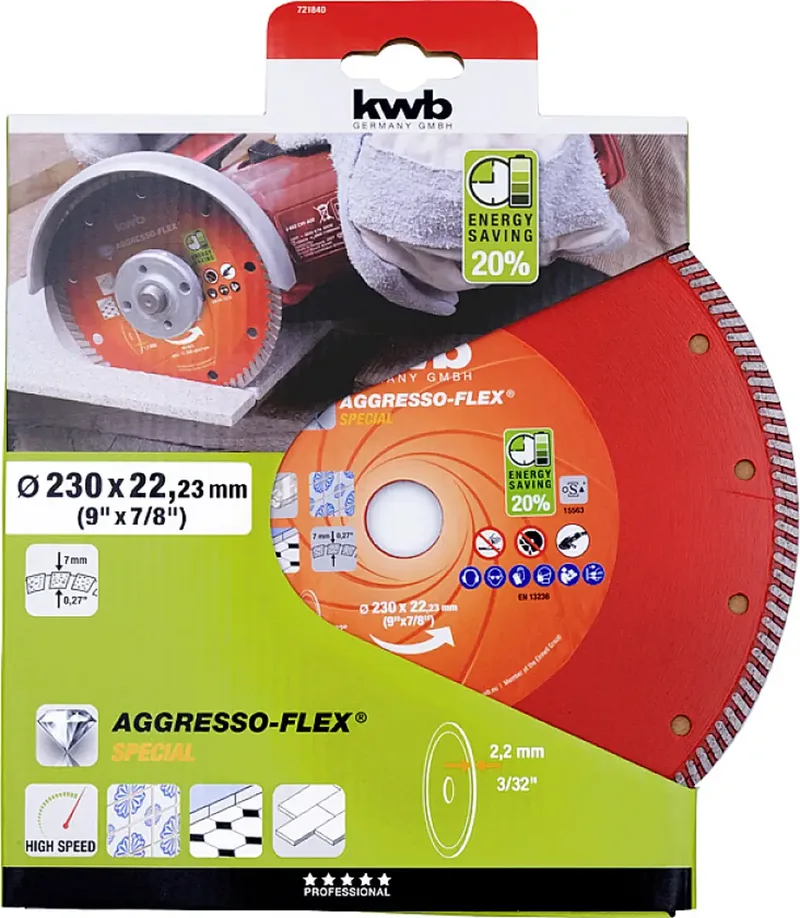 kwb 721840 Diamanttrennscheibe Durchmesser 230 mm Bohrungs-Ø 22.23 mm 1 St. van KWB – productafbeelding 3 van 3