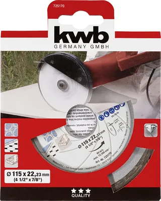 kwb 725170 Diamanttrennscheibe Durchmesser 115 mm Bohrungs-Ø 22.23 mm Fliesen, Keramik 1 St. von KWB – Produktbild 3 von 3