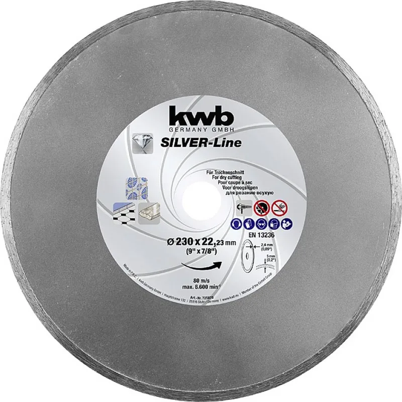 kwb 725870 Disque à tronçonner diamanté Diamètre 230 mm Ø de perçage 22.23 mm Carrelage, Céramique 1 pc(s) de KWB – image du produit 1 sur 2