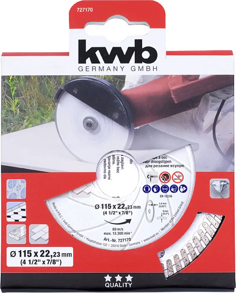 kwb 727170 Diamanttrennscheibe Durchmesser 115 mm Bohrungs-Ø 22.23 mm 1 St. de KWB – image du produit 2 sur 2