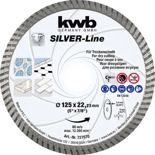 kwb 727570 Diamanten doorslijpschijf Diameter 125 mm Boordiameter 22.23 mm 1 stuk(s) fra KWB – produktbillede 1 af 2