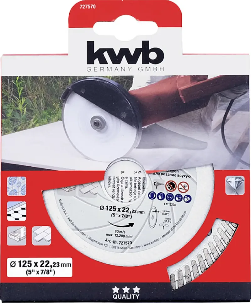 kwb 727570 Diamanten doorslijpschijf Diameter 125 mm Boordiameter 22.23 mm 1 stuk(s) fra KWB – produktbillede 2 af 2