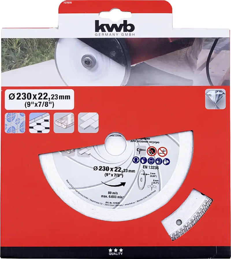 kwb 727870 Disque à tronçonner diamanté Diamètre 230 mm Ø de perçage 22.23 mm 1 pc(s) de KWB – image du produit 2 sur 2