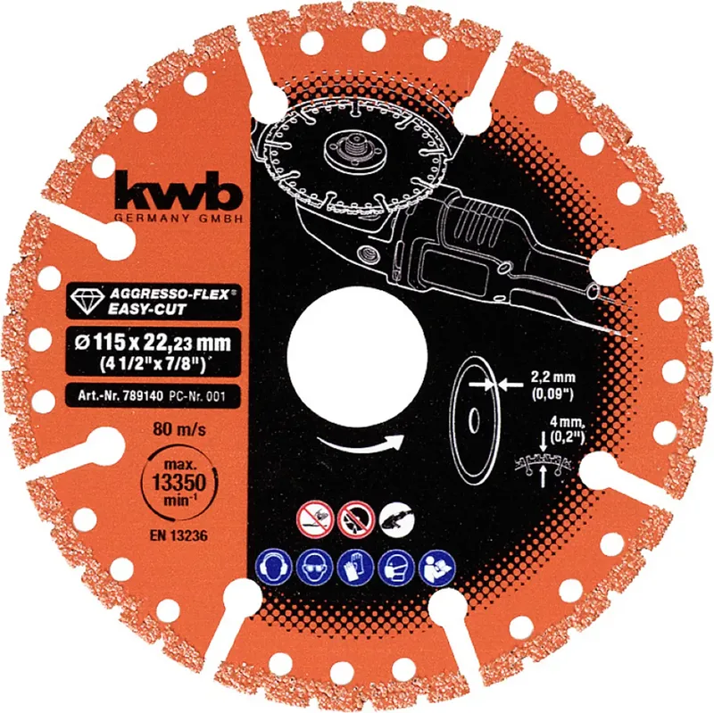 kwb 789140 Diamanttrennscheibe Durchmesser 115 mm Bohrungs-Ø 22.23 mm 1 St. fra KWB – produktbillede 1 af 3