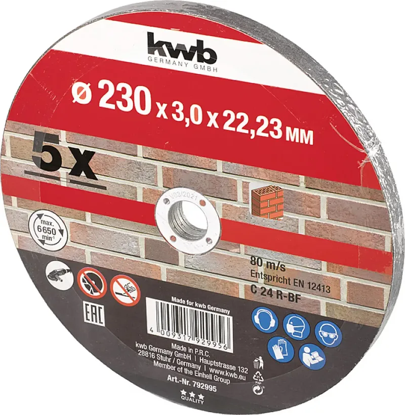 kwb 792995 Trennscheibe gerade 230 mm 5 St. Stein by KWB – product image 2 of 2