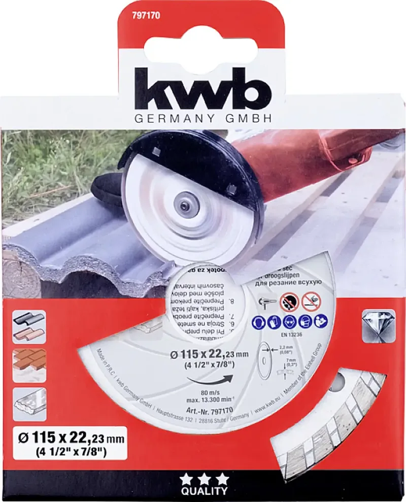 kwb 797170 Diamanten doorslijpschijf Diameter 115 mm Boordiameter 22.23 mm Steen 1 stuk(s) de KWB – image du produit 2 sur 2