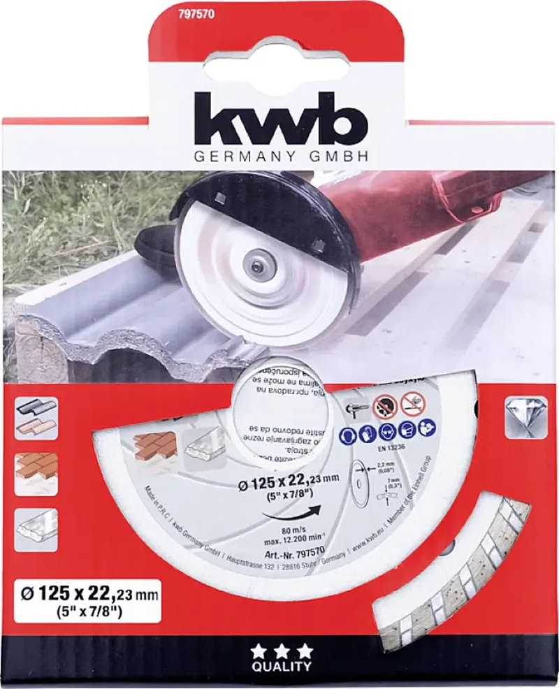 kwb 797570 Diamanten doorslijpschijf Diameter 125 mm Boordiameter 22.23 mm Steen 1 stuk(s) by KWB – product image 2 of 2