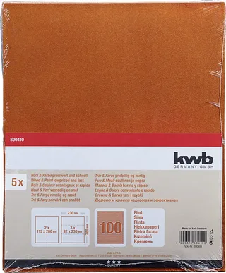 kwb 800410 Papier abrasif Grain 100 (L x l) 280 mm x 230 mm 5 pc(s) de KWB – image du produit 3 sur 3