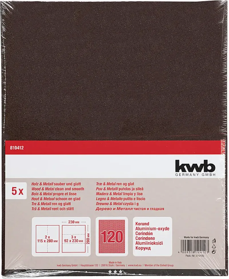 kwb 810412 Schleifpapier Körnung (num) 120 (L x B) 280 mm x 230 mm 5 St. von KWB – Produktbild 3 von 3
