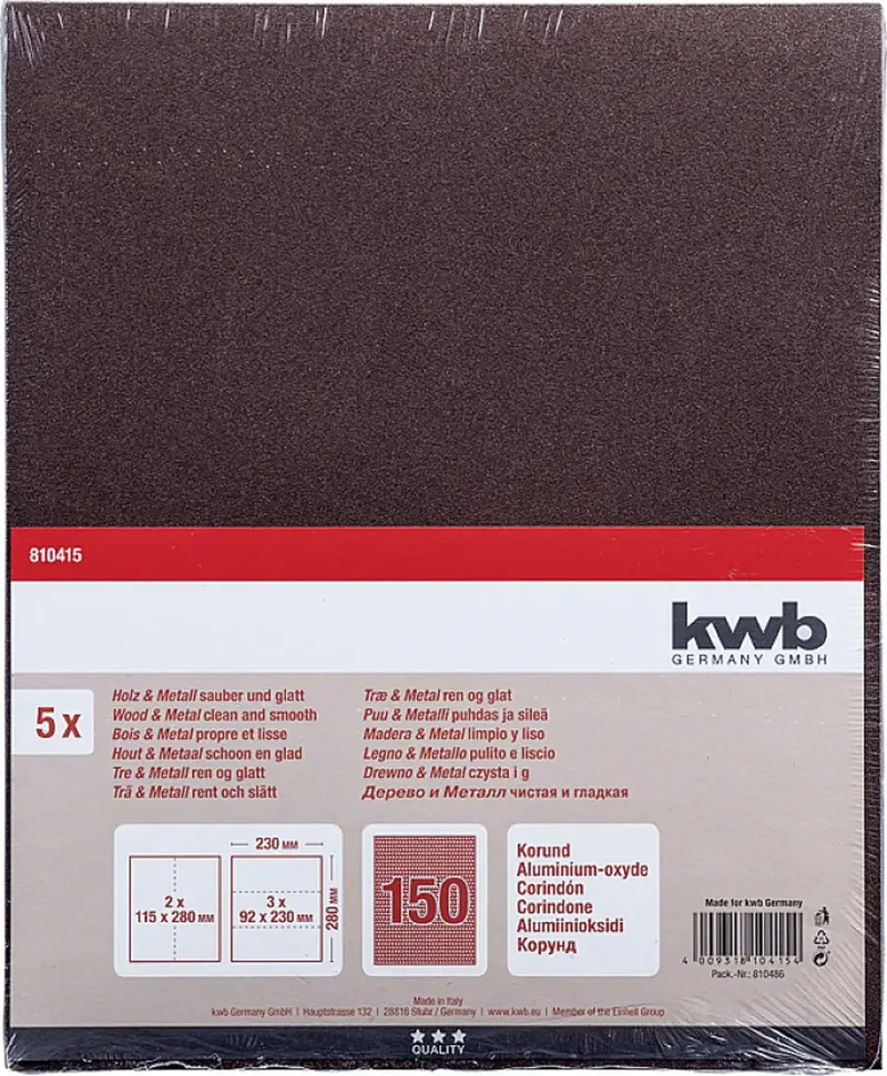 kwb 810415 Schleifpapier Körnung (num) 150 (L x B) 280 mm x 230 mm 5 St. von KWB – Produktbild 3 von 3