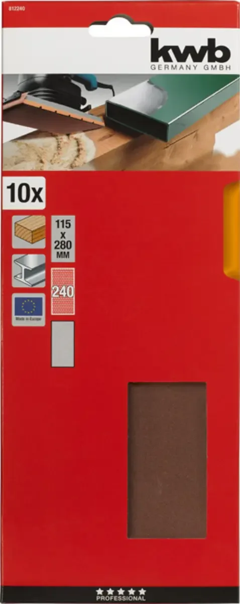 kwb 812240 Papier abrasif Grain 240 (L x l) 280 mm x 115 mm 10 pc(s) de KWB – image du produit 3 sur 3