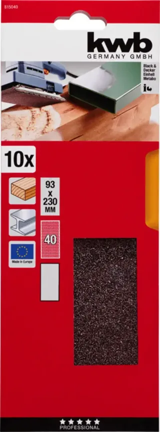 kwb 815040 Schleifpapier Körnung (num) 40 (L x B) 230 mm x 93 mm 10 St. von KWB – Produktbild 3 von 3