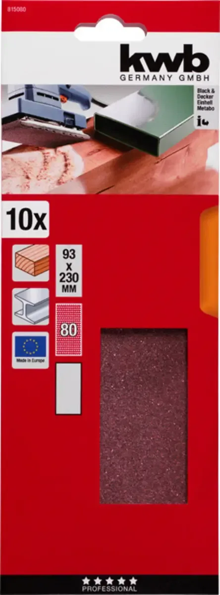kwb 815080 Schleifpapier Körnung (num) 80 (L x B) 230 mm x 93 mm 10 St. von KWB – Produktbild 3 von 3