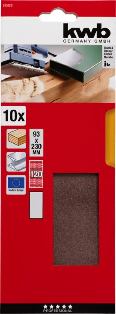 kwb 815120 Schleifpapier Körnung (num) 120 (L x B) 230 mm x 93 mm 10 St. de KWB – image du produit 3 sur 3
