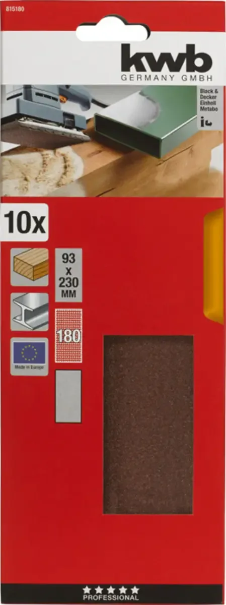 kwb 815180 Schleifpapier Körnung (num) 180 (L x B) 230 mm x 93 mm 10 St. von KWB – Produktbild 3 von 3