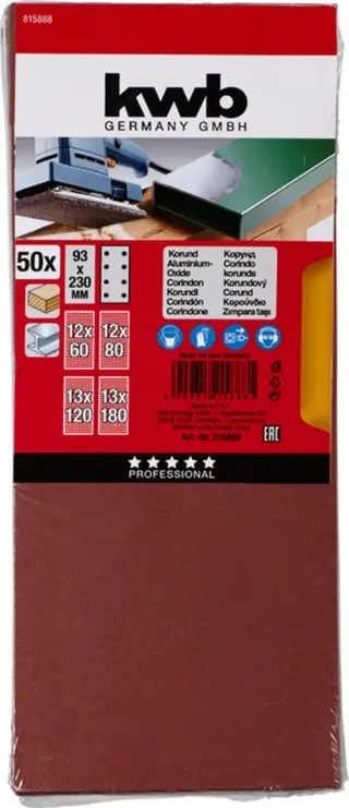 kwb 815888 Schleifpapier Körnung (num) 60, 80, 120, 180 (L x B) 230 mm x 93 mm 50 St. von KWB – Produktbild 3 von 3