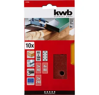 kwb 817980 Schleifpapier Körnung (num) 40, 80, 240 (L x B) 186 mm x 93 mm 10 St. de KWB – image du produit 4 sur 4