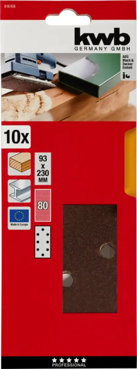 kwb 818108 Schleifpapier Körnung (num) 80 (L x B) 230 mm x 93 mm 10 St. von KWB – Produktbild 3 von 3