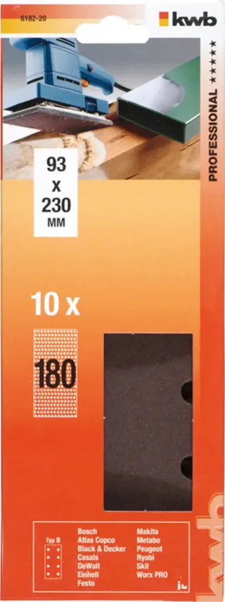 kwb 818220 Schleifpapier Körnung (num) 180 (L x B) 230 mm x 93 mm 10 St. de KWB – image du produit 3 sur 3