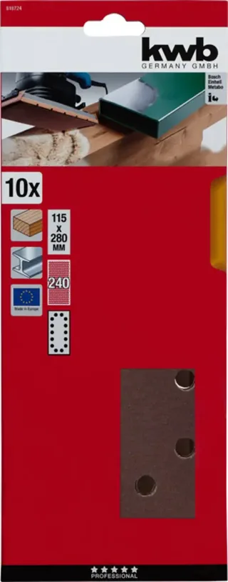 kwb 818724 Papier abrasif Grain 240 (L x l) 280 mm x 115 mm 10 pc(s) de KWB – image du produit 3 sur 3
