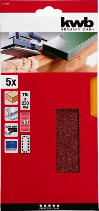 kwb 818904 Schleifpapier Körnung (num) 40 (L x B) 230 mm x 115 mm 5 St. fra KWB – produktbillede 3 af 3