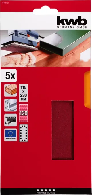 kwb 818912 Schleifpapier Körnung (num) 120 (L x B) 230 mm x 115 mm 5 St. von KWB – Produktbild 2 von 2