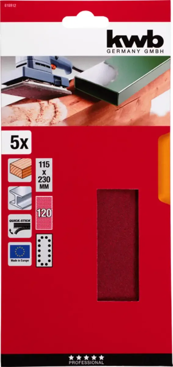kwb 818912 Schleifpapier Körnung (num) 120 (L x B) 230 mm x 115 mm 5 St. von KWB – Produktbild 2 von 2