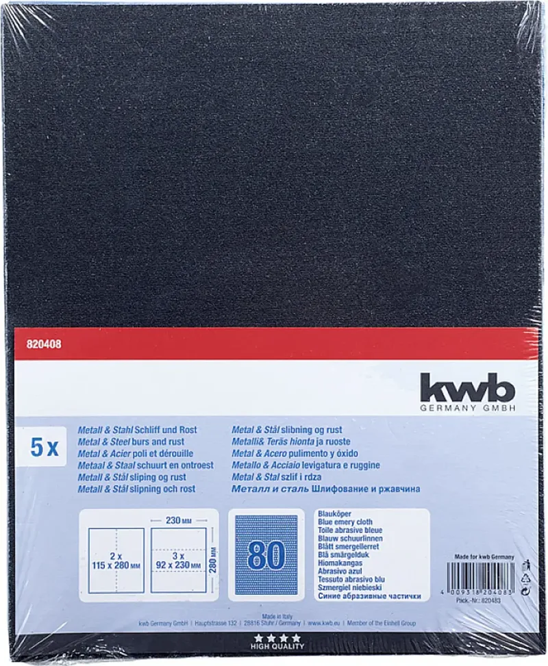 kwb 820408 Schleifpapier Körnung (num) 80 (L x B) 280 mm x 230 mm 5 St. de KWB – image du produit 3 sur 3