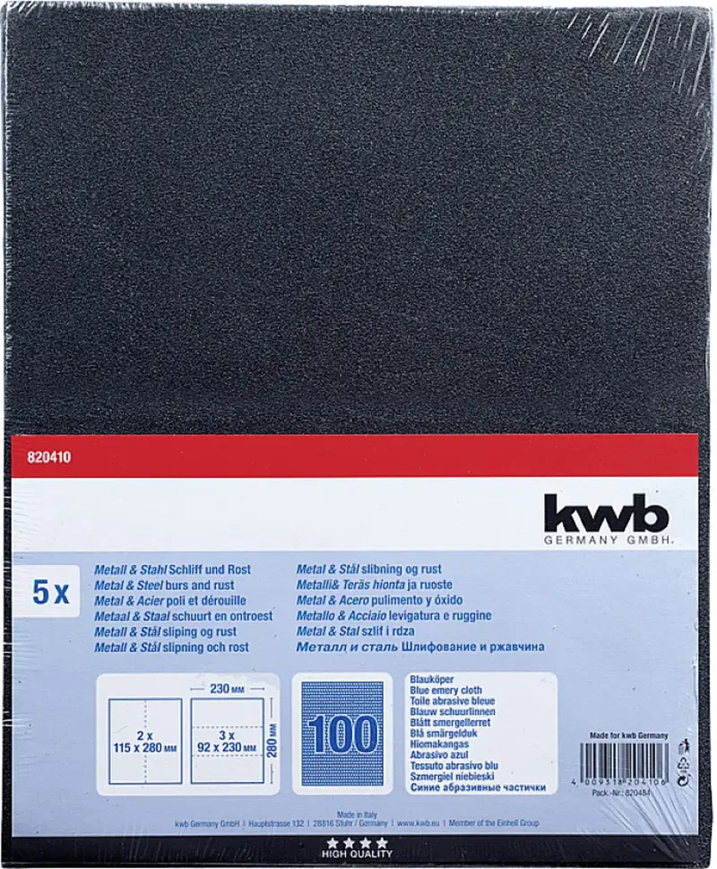 kwb 820410 Schleifpapier Körnung (num) 100 (L x B) 280 mm x 230 mm 5 St. de KWB – image du produit 3 sur 3