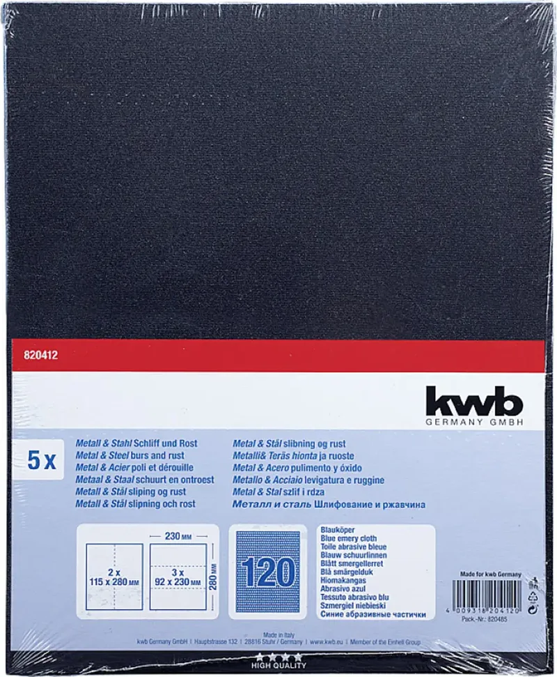 kwb 820412 Schleifpapier Körnung (num) 120 (L x B) 280 mm x 230 mm 5 St. von KWB – Produktbild 3 von 3