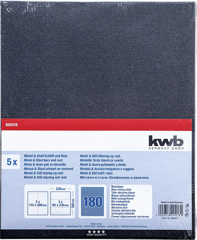 kwb 820418 Schleifpapier Körnung (num) 180 (L x B) 280 mm x 230 mm 5 St. de KWB – image du produit 3 sur 3